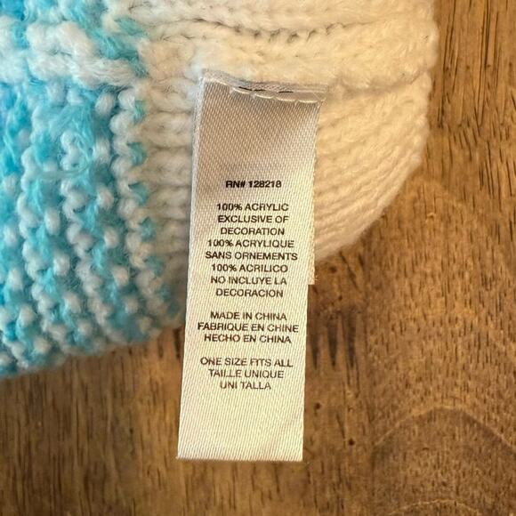 Subaru Official Gear Acrylic Knit Pom Beanie Hat Cream Blue Unisex One Size - Picture 7 of 7